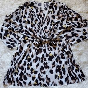 Leopard print tie front dress